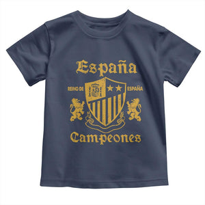 Reino De Espana Campeones Crest Graphic Toddler T Shirt Vintage Spain Champions 2 Stars Spanish Pride Sports Fan