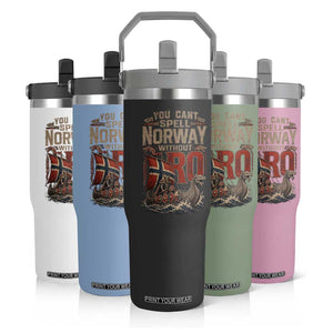 Funny You Cant Spell Norway Without RO Flip Straw Tumbler Vintage Longship Viking Row Spirit Heritage