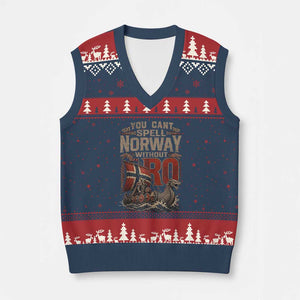 Funny You Cant Spell Norway Without RO V-Neck Knit Sweater Vest Vintage Longship Viking Row Spirit Heritage