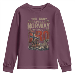 Funny You Cant Spell Norway Without RO Youth Sweatshirt Vintage Longship Viking Row Spirit Heritage