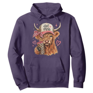 Hot Mess Highland Cow Pink Leopard Coquette Hoodie Cute Western Country Mom Life