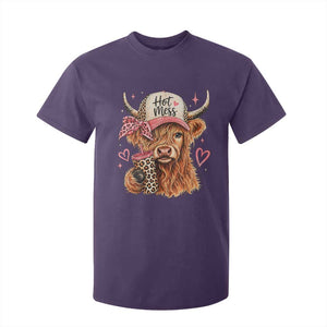 Hot Mess Highland Cow Pink Leopard Coquette T Shirt For Kid Cute Western Country Mom Life