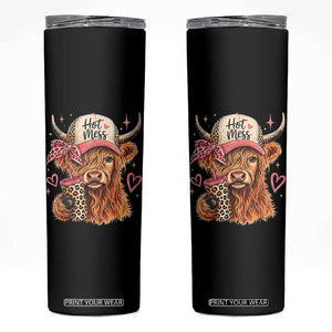 Hot Mess Highland Cow Pink Leopard Coquette Skinny Tumbler Cute Western Country Mom Life