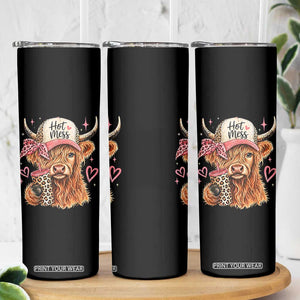 Hot Mess Highland Cow Pink Leopard Coquette Skinny Tumbler Cute Western Country Mom Life