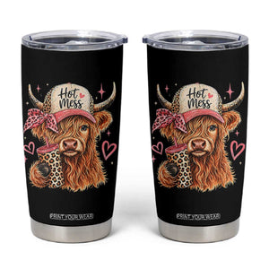 Hot Mess Highland Cow Pink Leopard Coquette Tumbler Cup Cute Western Country Mom Life