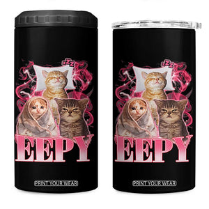 Eepy Sleepy Cats Y2K Bootleg Meme Graphic 4 in 1 Can Cooler Tumbler Funny Internet Culture Humor