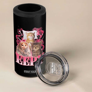 Eepy Sleepy Cats Y2K Bootleg Meme Graphic 4 in 1 Can Cooler Tumbler Funny Internet Culture Humor