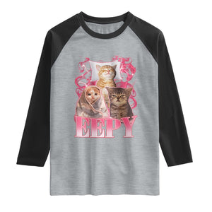 Eepy Sleepy Cats Y2K Bootleg Meme Graphic Raglan Shirt Funny Internet Culture Humor