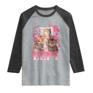 Eepy Sleepy Cats Y2K Bootleg Meme Graphic Raglan Shirt Funny Internet Culture Humor