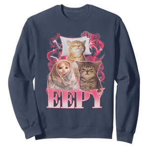 Eepy Sleepy Cats Y2K Bootleg Meme Graphic Sweatshirt Funny Internet Culture Humor