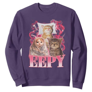 Eepy Sleepy Cats Y2K Bootleg Meme Graphic Sweatshirt Funny Internet Culture Humor