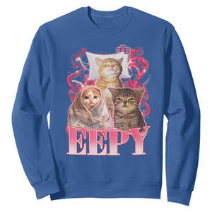 Eepy Sleepy Cats Y2K Bootleg Meme Graphic Sweatshirt Funny Internet Culture Humor