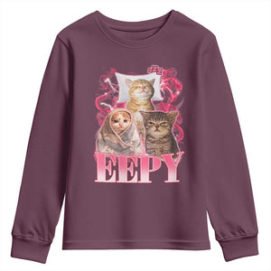 Eepy Sleepy Cats Y2K Bootleg Meme Graphic Youth Sweatshirt Funny Internet Culture Humor