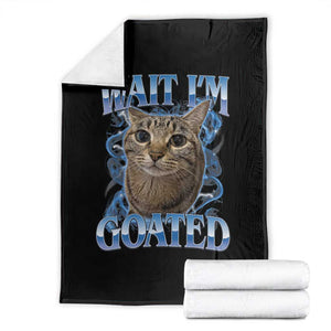 Funny Cat Blue Flame Y2K Bootleg Meme Graphic Throw Blanket Wait Im Goated Retro Internet Culture Humor