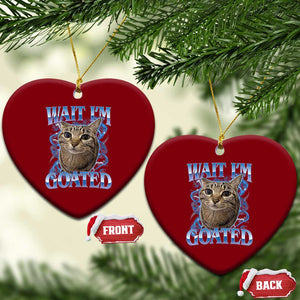 Funny Cat Blue Flame Y2K Bootleg Meme Graphic Ceramic Ornament Wait Im Goated Retro Internet Culture Humor