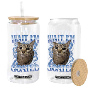 Funny Cat Blue Flame Y2K Bootleg Meme Graphic Glass Can Wait Im Goated Retro Internet Culture Humor