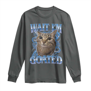 Funny Cat Blue Flame Y2K Bootleg Meme Graphic Long Sleeve Shirt Wait Im Goated Retro Internet Culture Humor