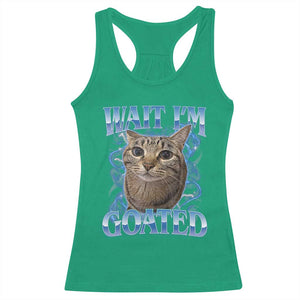 Funny Cat Blue Flame Y2K Bootleg Meme Graphic Racerback Tank Top Wait Im Goated Retro Internet Culture Humor