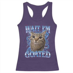 Funny Cat Blue Flame Y2K Bootleg Meme Graphic Racerback Tank Top Wait Im Goated Retro Internet Culture Humor