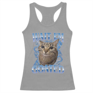 Funny Cat Blue Flame Y2K Bootleg Meme Graphic Racerback Tank Top Wait Im Goated Retro Internet Culture Humor
