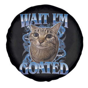 Funny Cat Blue Flame Y2K Bootleg Meme Graphic Spare Tire Cover Wait Im Goated Retro Internet Culture Humor