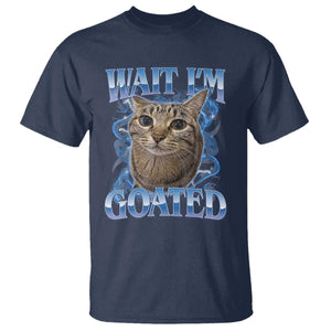 Funny Cat Blue Flame Y2K Bootleg Meme Graphic T Shirt Wait Im Goated Retro Internet Culture Humor