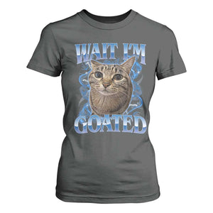 Funny Cat Blue Flame Y2K Bootleg Meme Graphic T Shirt For Women Wait Im Goated Retro Internet Culture Humor