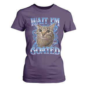 Funny Cat Blue Flame Y2K Bootleg Meme Graphic T Shirt For Women Wait Im Goated Retro Internet Culture Humor