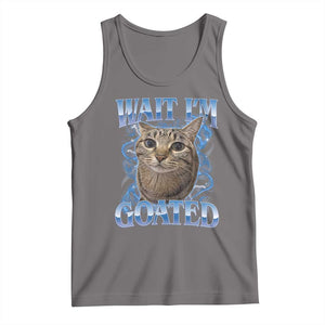 Funny Cat Blue Flame Y2K Bootleg Meme Graphic Tank Top Wait Im Goated Retro Internet Culture Humor