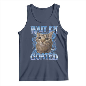 Funny Cat Blue Flame Y2K Bootleg Meme Graphic Tank Top Wait Im Goated Retro Internet Culture Humor