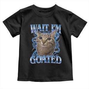 Funny Cat Blue Flame Y2K Bootleg Meme Graphic Toddler T Shirt Wait Im Goated Retro Internet Culture Humor