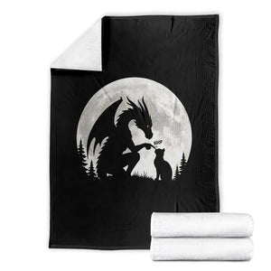Dragon Boop Cat Full Moon Graphic Throw Blanket Cute Fantasy Animal RPG Gamers