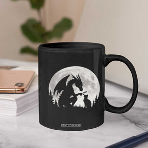 Dragon Boop Cat Full Moon Graphic Coffee Mug Cute Fantasy Animal RPG Gamers