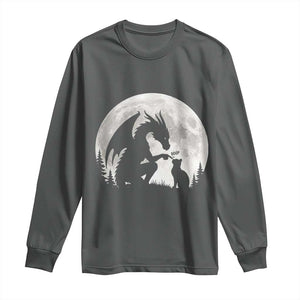 Dragon Boop Cat Full Moon Graphic Long Sleeve Shirt Cute Fantasy Animal RPG Gamers