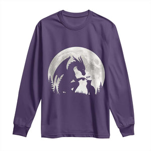 Dragon Boop Cat Full Moon Graphic Long Sleeve Shirt Cute Fantasy Animal RPG Gamers