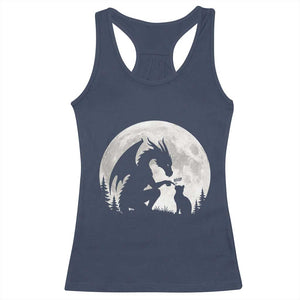 Dragon Boop Cat Full Moon Graphic Racerback Tank Top Cute Fantasy Animal RPG Gamers