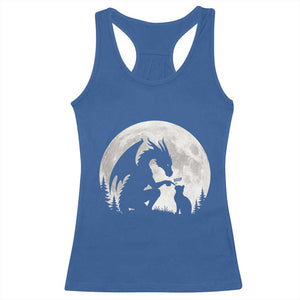 Dragon Boop Cat Full Moon Graphic Racerback Tank Top Cute Fantasy Animal RPG Gamers