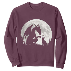 Dragon Boop Cat Full Moon Graphic Sweatshirt Cute Fantasy Animal RPG Gamers