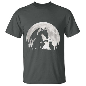 Dragon Boop Cat Full Moon Graphic T Shirt Cute Fantasy Animal RPG Gamers