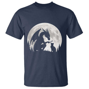 Dragon Boop Cat Full Moon Graphic T Shirt Cute Fantasy Animal RPG Gamers