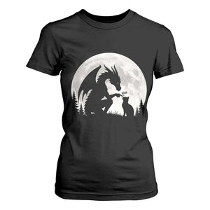 Dragon Boop Cat Full Moon Graphic T Shirt For Women Cute Fantasy Animal RPG Gamers