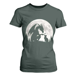 Dragon Boop Cat Full Moon Graphic T Shirt For Women Cute Fantasy Animal RPG Gamers