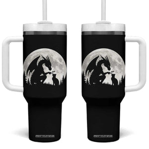 Dragon Boop Cat Full Moon Graphic Tumbler With Handle Cute Fantasy Animal RPG Gamers