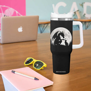 Dragon Boop Cat Full Moon Graphic Tumbler With Handle Cute Fantasy Animal RPG Gamers