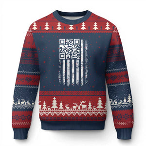 Funny QR Scan Me Trump Dancing Ugly Christmas Sweater Mr President 45 47 TS02 Navy Red Print Your Wear