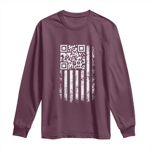 Funny QR Scan Me Trump Dancing Long Sleeve Shirt Mr President 45 47 TS02 Maroon Print Your Wear
