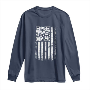 Funny QR Scan Me Trump Dancing Long Sleeve Shirt Mr President 45 47 TS02 Navy Print Your Wear