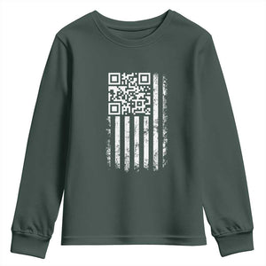 Funny QR Scan Me Trump Dancing Youth Sweatshirt Mr President 45 47 TS02 Dark Forest Green Print Your Wear