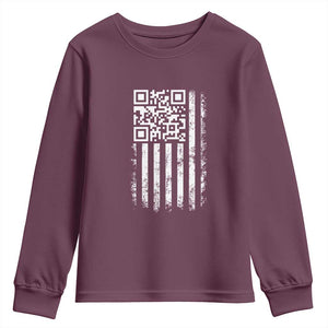 Funny QR Scan Me Trump Dancing Youth Sweatshirt Mr President 45 47 TS02 Maroon Print Your Wear