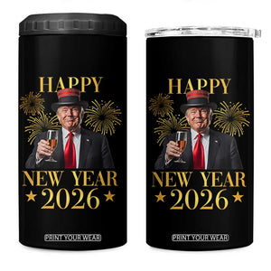 Trump Happy New Year 2026 4 in 1 Can Cooler Tumbler New America Golden Age TS02 One Size: 16 oz Black Print Your Wear